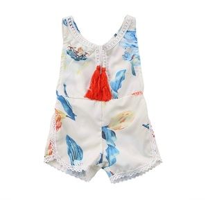 Newborn Sleeveless Tassels Backless Floral Romper